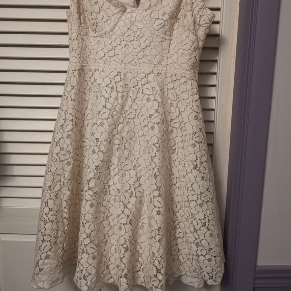 Talula Lace Skater Cream Dress - Picture 4 of 9